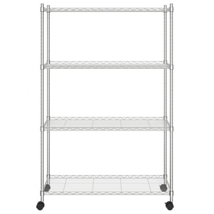4-етажен стелаж за съхранение с колела 90x35x142 см хром 200 кг