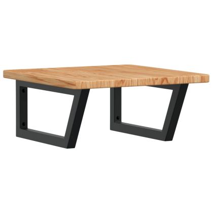 Стенен рафт за мивка, стомана и масивно дърво дъб