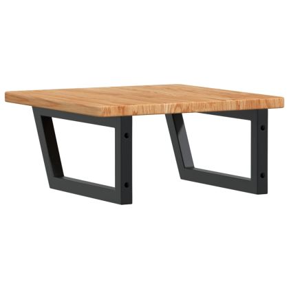 Стенен рафт за мивка, стомана и масивно дърво дъб