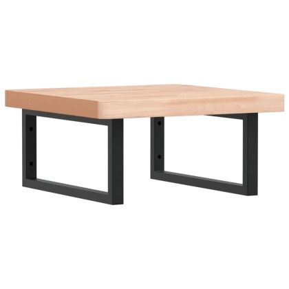 Стенен рафт за мивка, стомана и масивно дърво бук