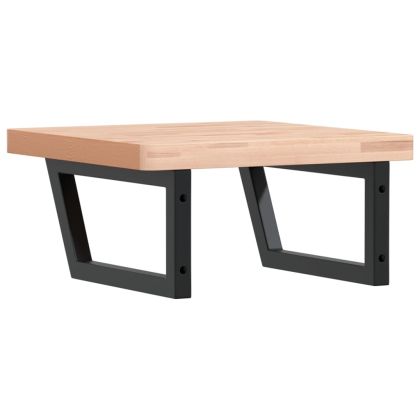 Стенен рафт за мивка, стомана и масивно дърво бук