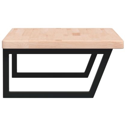 Стенен рафт за мивка, стомана и масивно дърво дъб