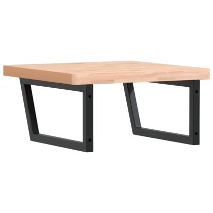 Стенен рафт за мивка, стомана и масивно дърво бук