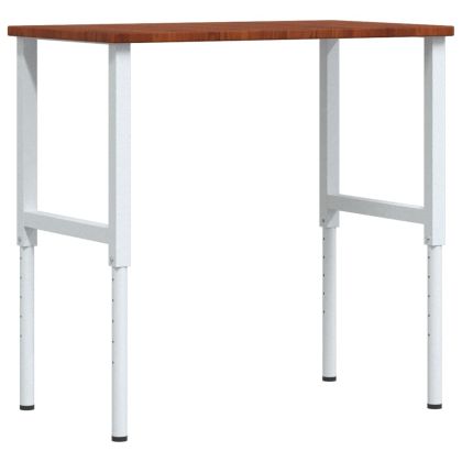 Работна маса тъмнокафяв 100x60x(71,5-98) см дъб масив