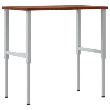 Работна маса тъмнокафяв 100x60x(71,5-98) см дъб масив