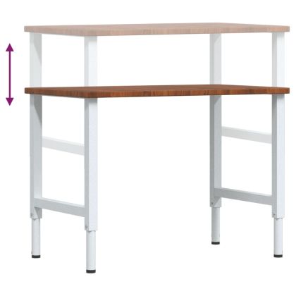 Работна маса тъмнокафяв 100x60x(71,5-98) см дъб масив