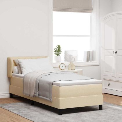 Легло с пружинирана основа с матрак Крем 80 x 200 cm текстил