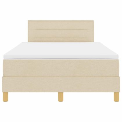 LED кутия за пружини с легло с матрак Крем 120 x 190 cm текстил