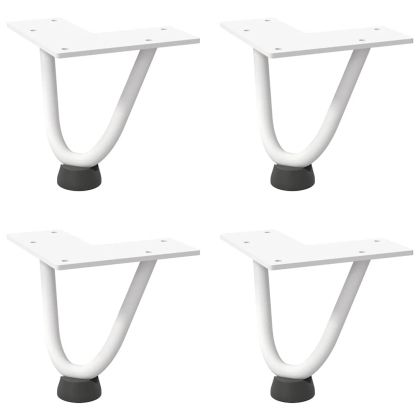 Крака тип „фиби“ за масичка за кафе, 4 бр., бели, 10 см, масивна стомана