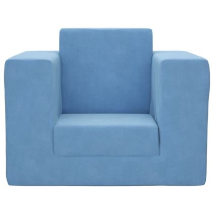 Детски диван-легло син мек плюш