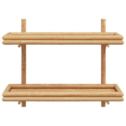 Стенен рафт с рафт със съхранение Кафяво 75 x 26 x 60 см бамбук