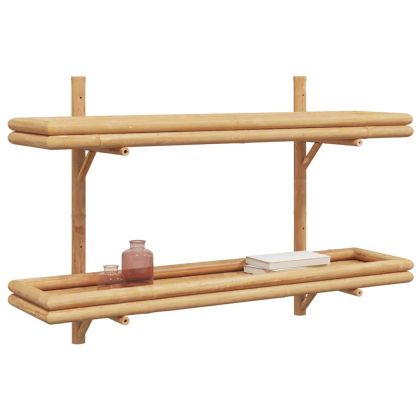 Стенен рафт с рафт Кафяво 100 x 26 x 60 см бамбук