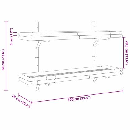 Стенен рафт с рафт Кафяво 100 x 26 x 60 см бамбук