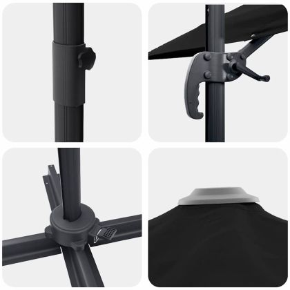 Чадър Рома с ветрило Черно и черно 352 x 251 x 260 см