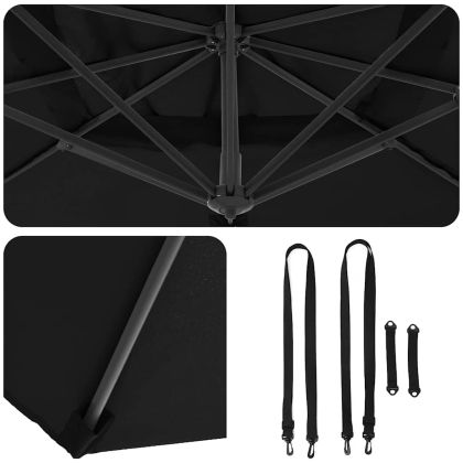 Чадър Рома с ветрило Черно и черно 352 x 251 x 260 см