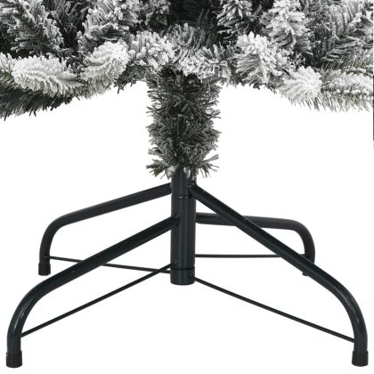 Изкуствена коледна елха, 150 LED и флокиран сняг, 150 см