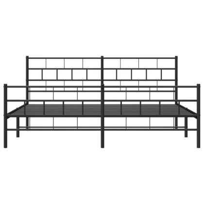 Метална рамка за легло, без матрак, с табли, черна, 180x200 см