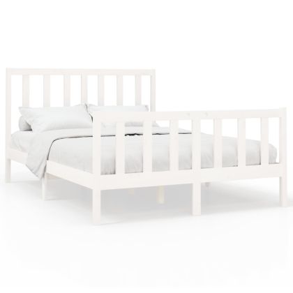 Рамка за легло без матрак, бял, 160x200 см, бор масив