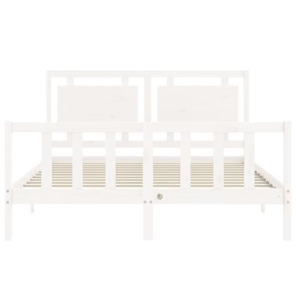 Рамка за легло без матрак, бял, 160x200 см, бор масив