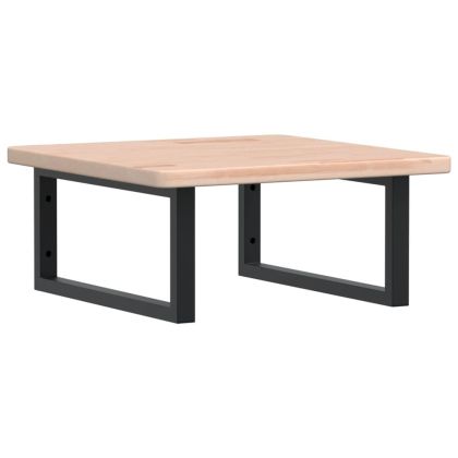 Стенен рафт за мивка, стомана и масивно дърво дъб