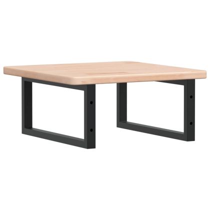 Стенен рафт за мивка, стомана и масивно дърво дъб