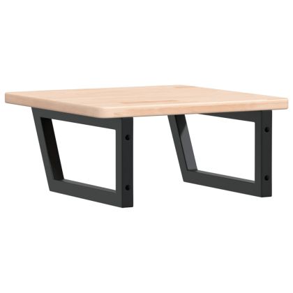 Стенен рафт за мивка, стомана и масивно дърво дъб