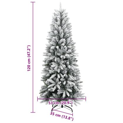 Изкуствена коледна елха, 150 LED и флокиран сняг, 120 см