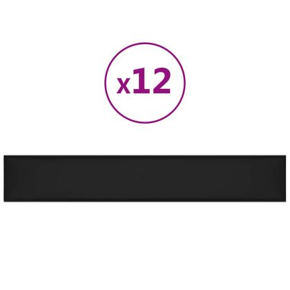 Стенни панели, 12 бр, черни, 90x15 см, изкуствена кожа, 1,62 м²