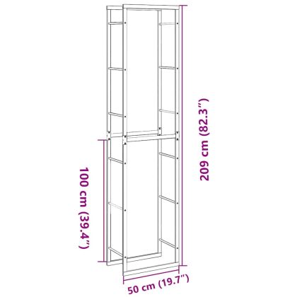 Стойка за дърва за огрев черна 50x30x209 cm стомана