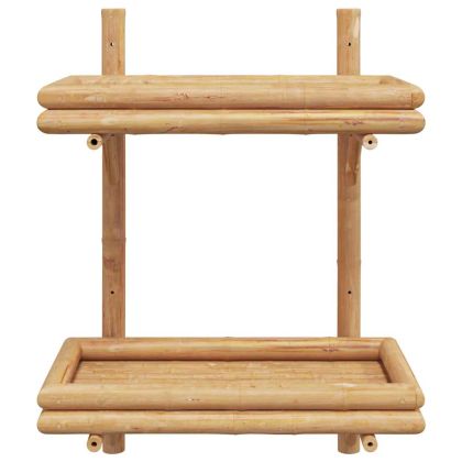 Стенен рафт с рафт със съхранение Кафяво 39 x 26 x 60 см бамбук