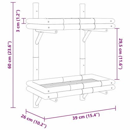 Стенен рафт с рафт със съхранение Кафяво 39 x 26 x 60 см бамбук