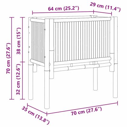 Градинска повдигната леха Кафяво 70 x 35 x 70 см бамбук