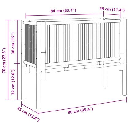 Градинска повдигната леха Кафяво 90 x 35 x 70 см бамбук