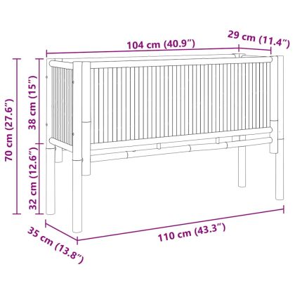 Градинска повдигната леха Кафяво 110 x 35 x 70 см бамбук
