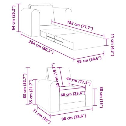 Диван легло Таупе 98 x 71 x 83 см Кадифе