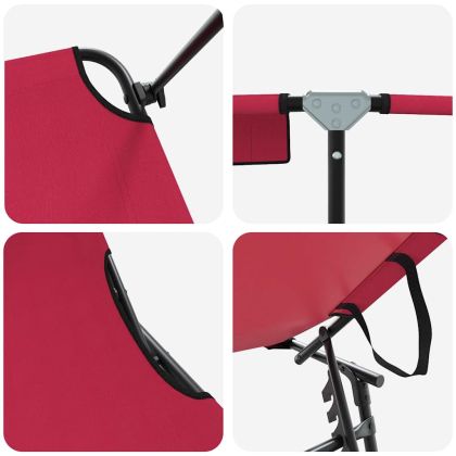 Сгъваем шезлонг с възглавница Червено 56 x 190 x 81cm текстил