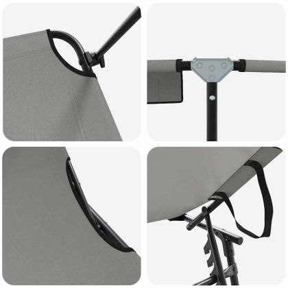 Сгъваем шезлонг с възглавница Сив 56 x 190 x 81cm текстил