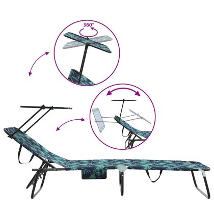 Сгъваем шезлонг с възглавница Зелен 56 x 190 x 81cm текстил