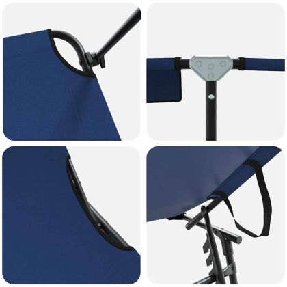 Сгъваем шезлонг 2-човек 2 pcs Синьо 56 x 190 x 81cm текстил