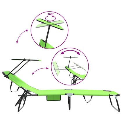 Сгъваем шезлонг 2-човек 2 pcs Зелен 56 x 190 x 81cm текстил