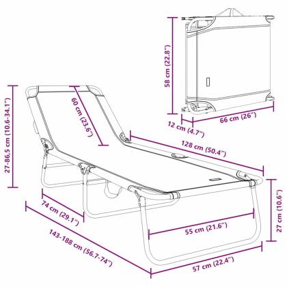 Сгъваем шезлонг Червено 188 x 57 x 86,5 см Полиестер