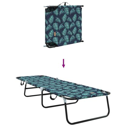 Сгъваем шезлонг с възглавница Зелен 56 x 189 x 87см текстил