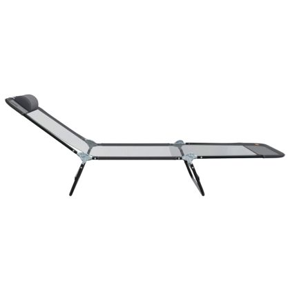 Сгъваем шезлонг 1-човек Сив 182 x 55 x 85.5 см Textilene