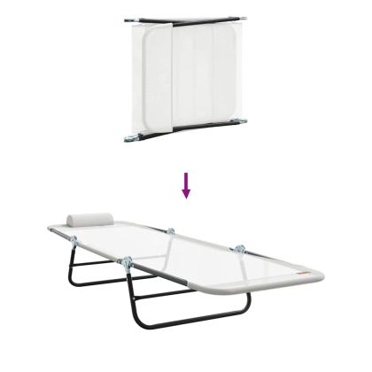 Сгъваем шезлонг 2-човек 2 pcs Крем 182 x 55 x 85.5 см Textilene