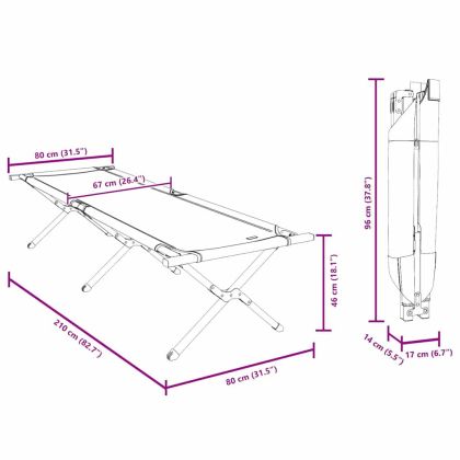 Сгъваемо къмпинг легло 2 pcs Зелен 210 x 80 x 46 см