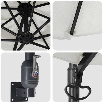 Градински парасол Бежов и черен 248 x 248 x 148 см