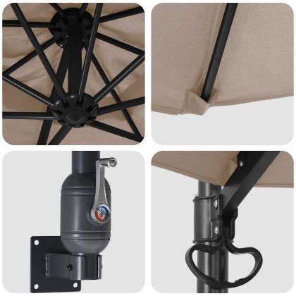 Градински парасол Таупе и Черно 248 x 248 x 148 см