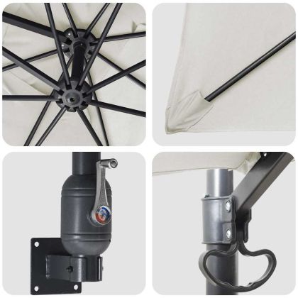 Градински парасол Бежов и черен 248.5 x 247.5 x 160 см