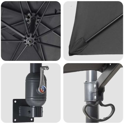 Градински парасол Антрацит и черен 248.5 x 247.5 x 160 см