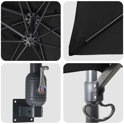 Градински парасол Черно и черно 248.5 x 247.5 x 160 см